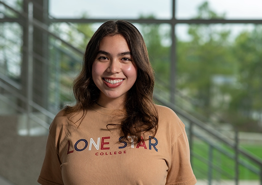 College student Looking into camera