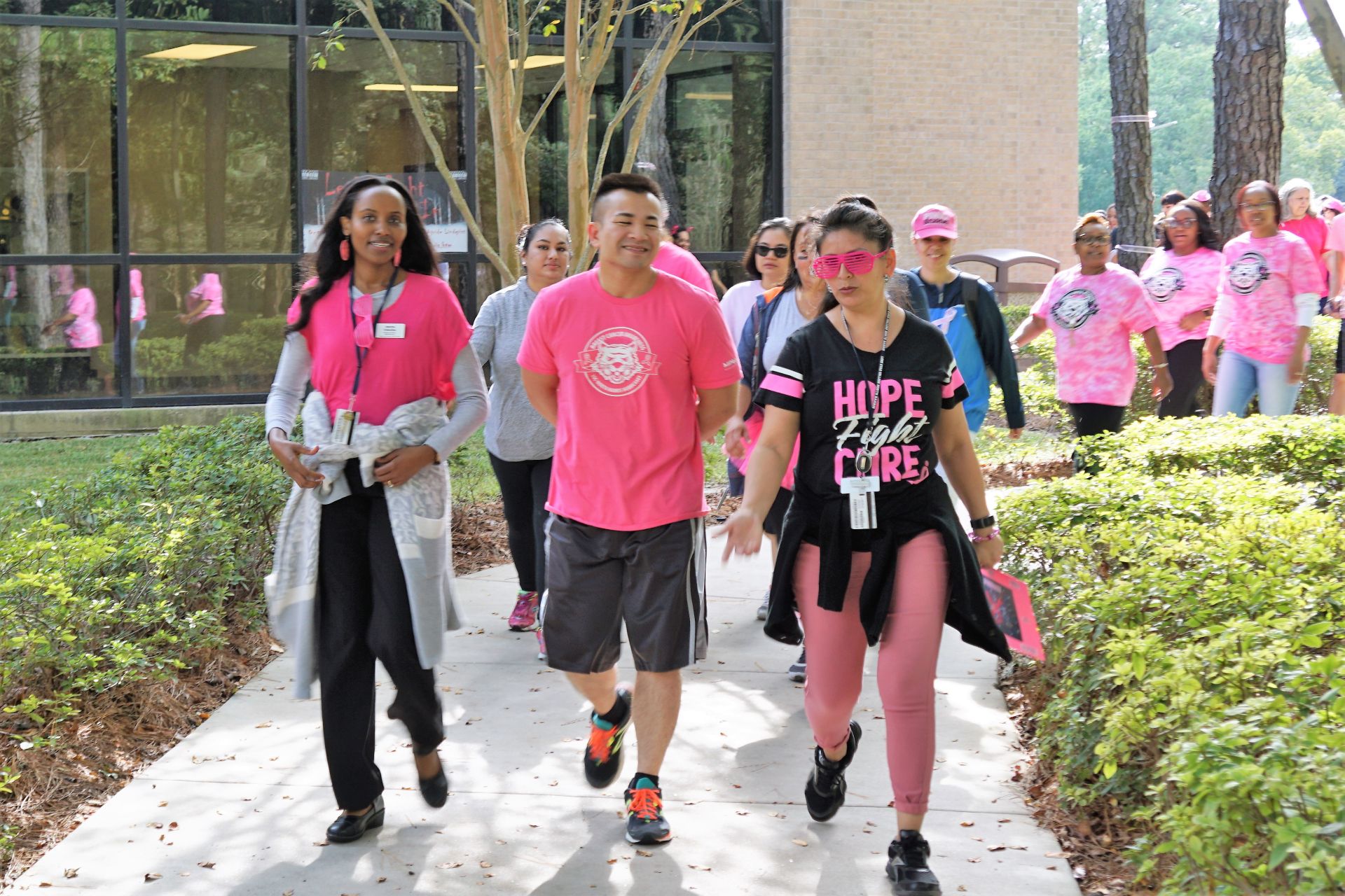 Photo of participants walking at breast cancer awareness walk