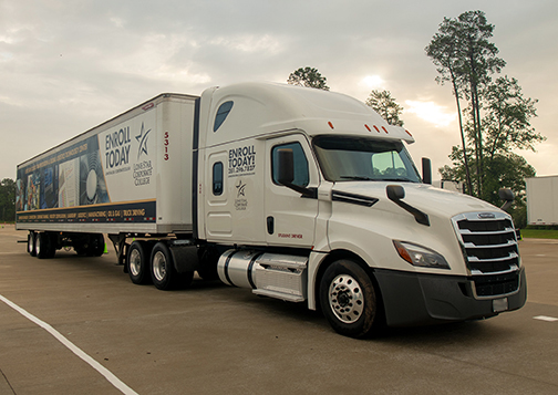 Lone Star College 18-wheeler truck used by the Workforce Department to provide students with real-world training.