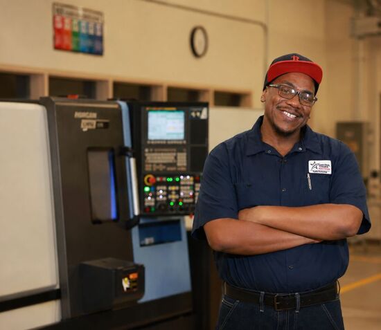 LSC-North Harris student, David Flowers, posing in the Applied Technology lab.