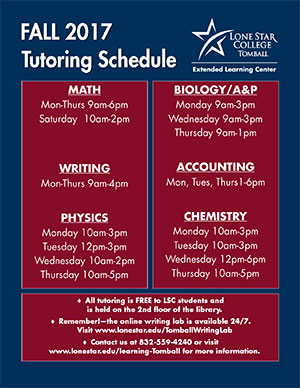 Fall 2017 Tutoring Schedule Flyer