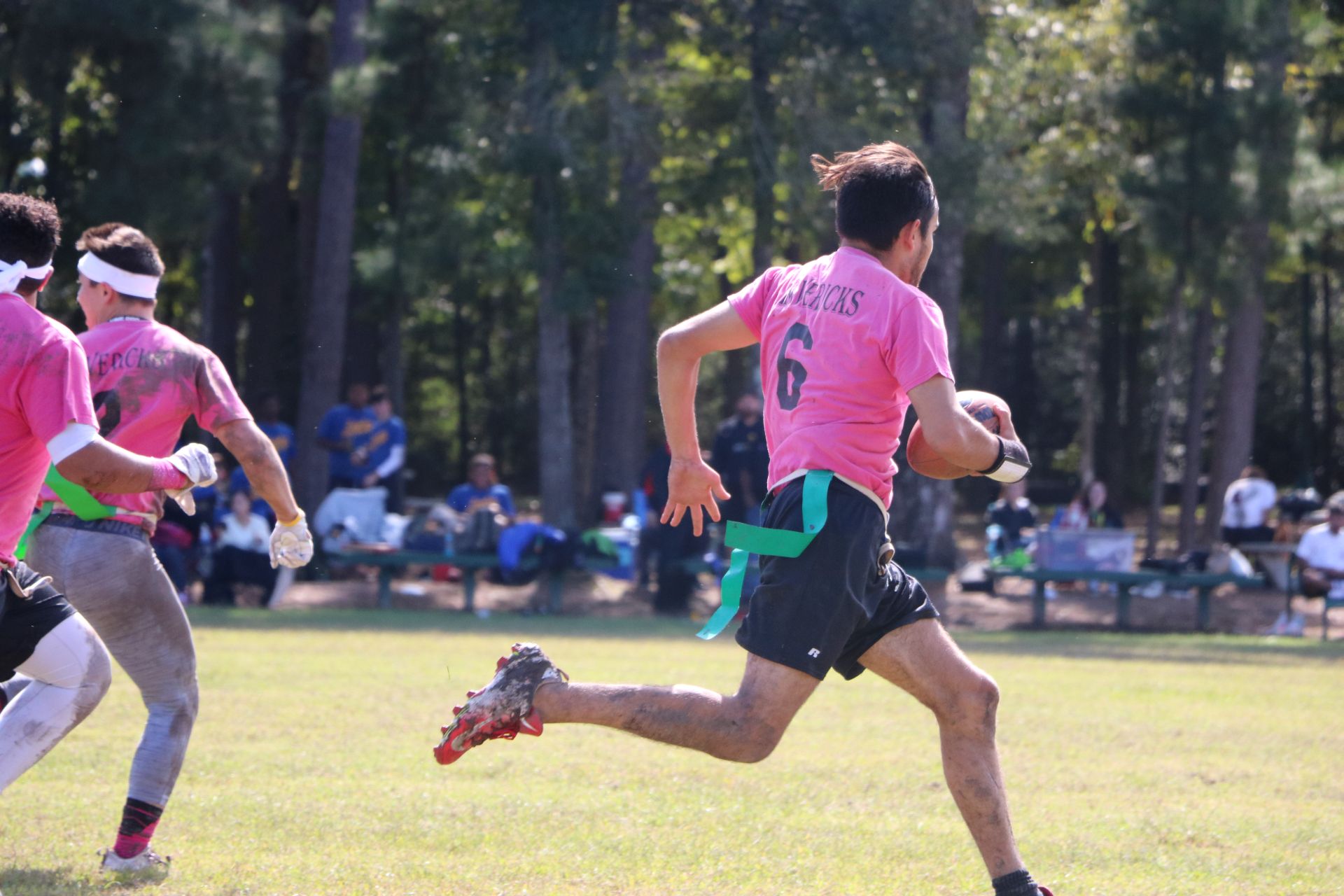 Photo of students playing flag football