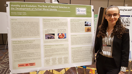 The 2019 Sloane Prize for Undergraduate Research from the National Collegiate Honors Council was awarded to Lone Star College student Valentina Tardugno Poleo.