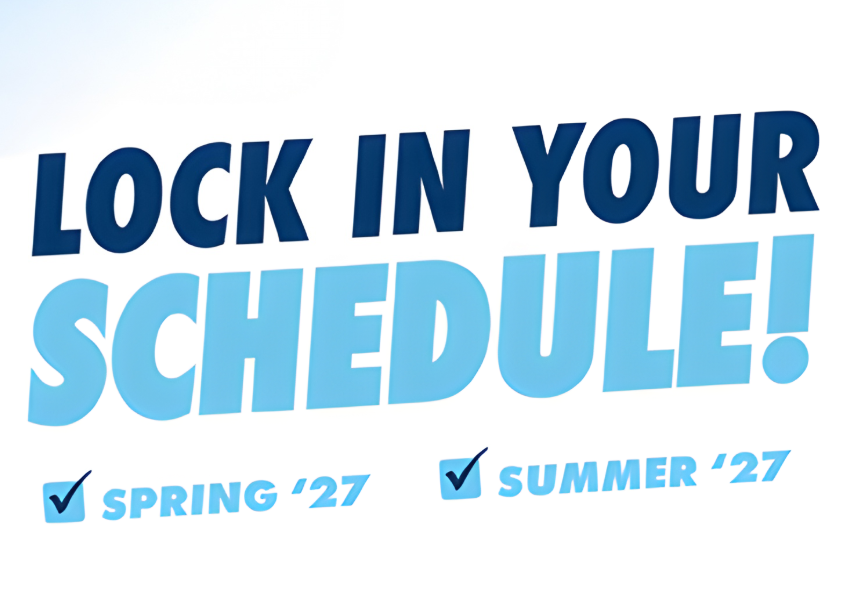 blue text Lock in your schedule