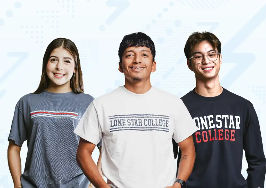 Three students smiling