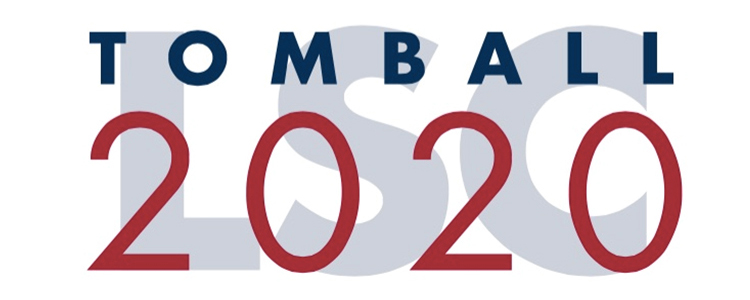 The letters "LSC" appear in the background with "Tomball 2020" overlay text in navy and red.