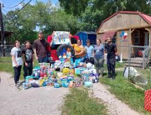 Photo of LSC-Kingwood students gathering donations for service project