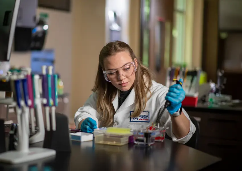 Student working in a lab