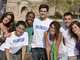 Group of students doing volunteer work