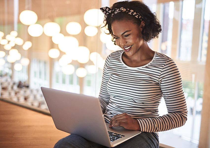 Woman on Laptop at Lone Star College North Harris