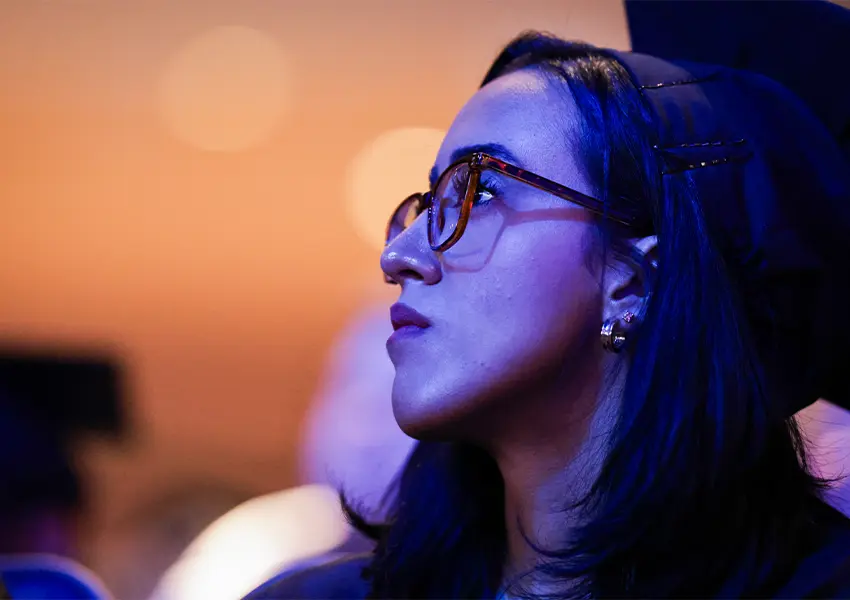 Female student wearing a graduation cap