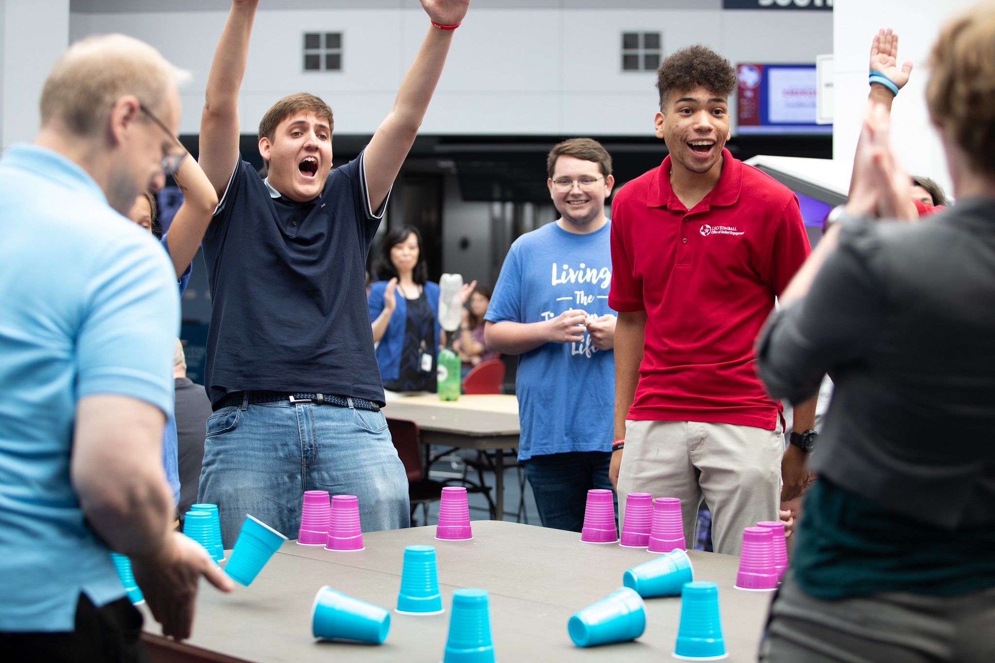 Students cheering during engage week 