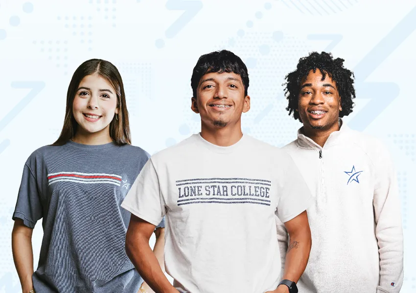 Three students smiling