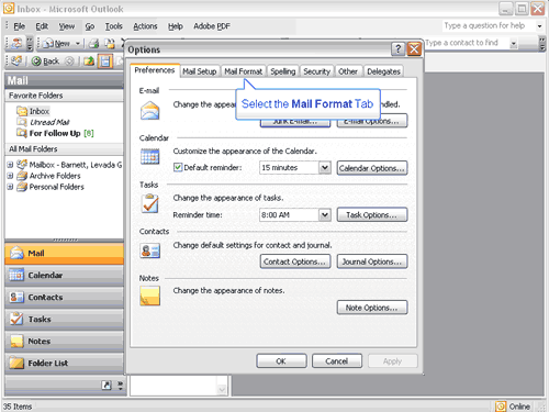 step 2 of e-mail signature for Outlook 2003