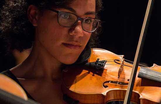 Young lady playing a violin