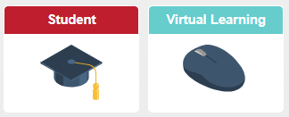 screenshot of three options to choose from. admissions, student, or lsc online
