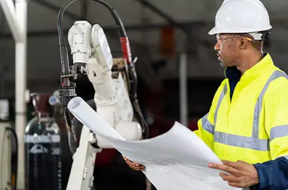 Man holding blueprints