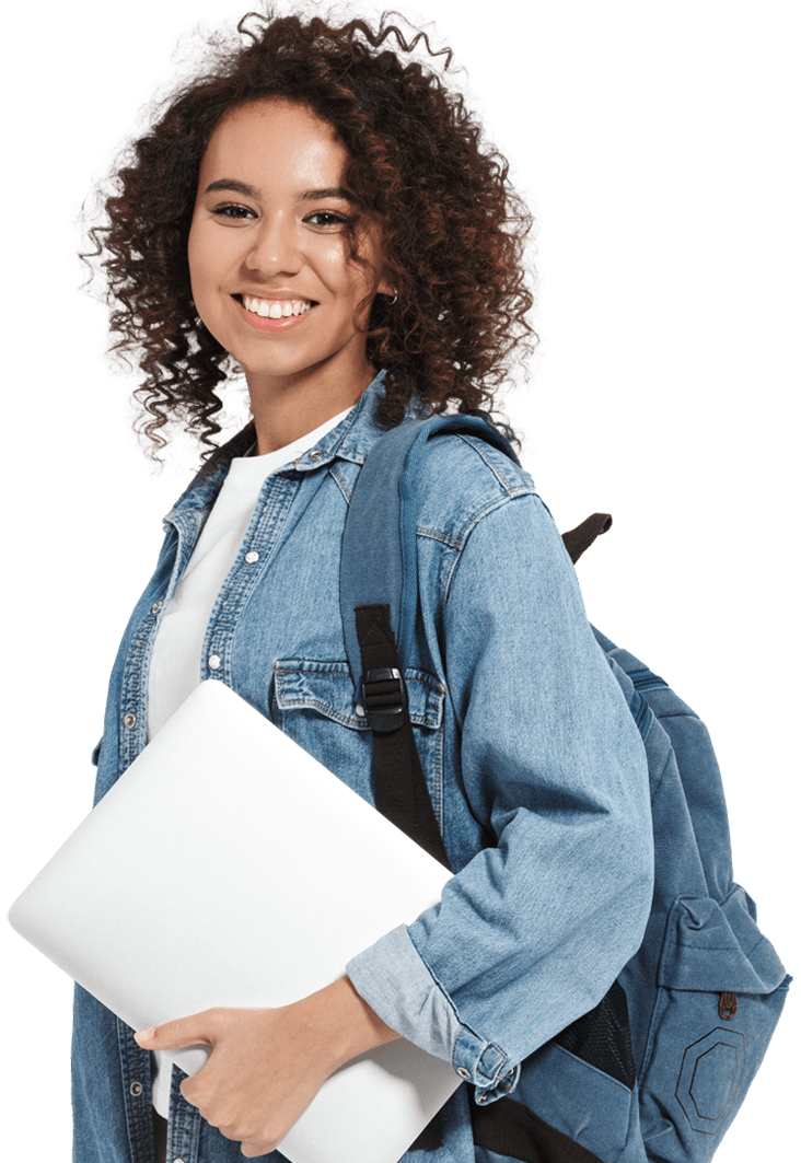 College student holding a laptop