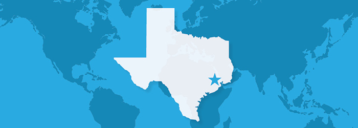 Image of Texas on a world map